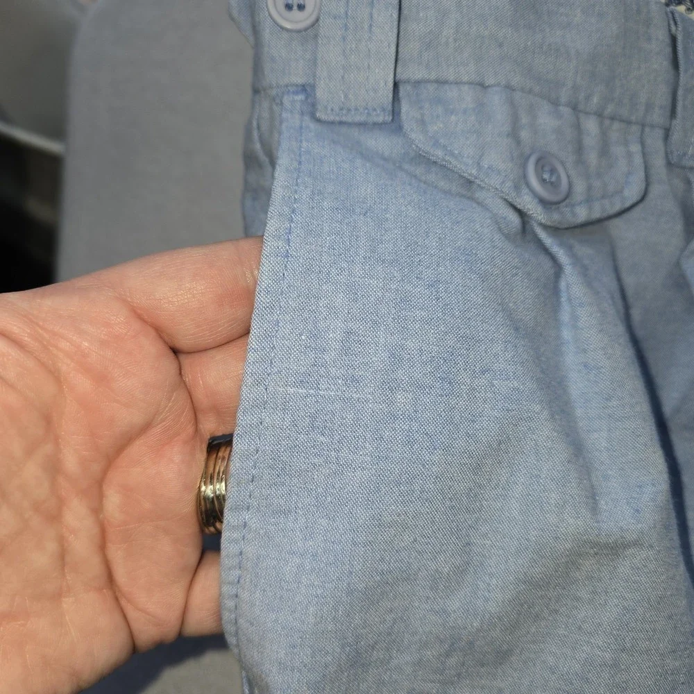 Vtg LANDS END Pleated Chino Pants 38x32 Made in USA Blue Old Money Dad Aesthetic